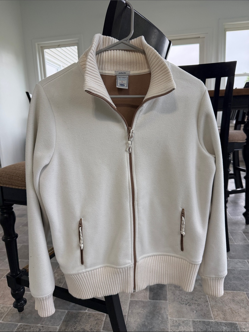 Old Navy Cream and Tan Zip-Up Jacket